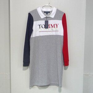 TOMMY HILFIGER COLOR BLOCK SWEATSHIRT DRESS SMALL